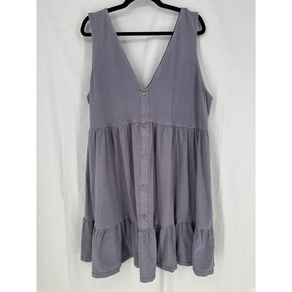 Asos Design Dress Womens 22 Gray Mini Tiered Stretch Summer V Neck Sleeveless - Picture 1 of 8